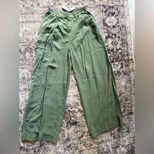 American Eagle Outfitters Green Wide Leg Trouser Pants